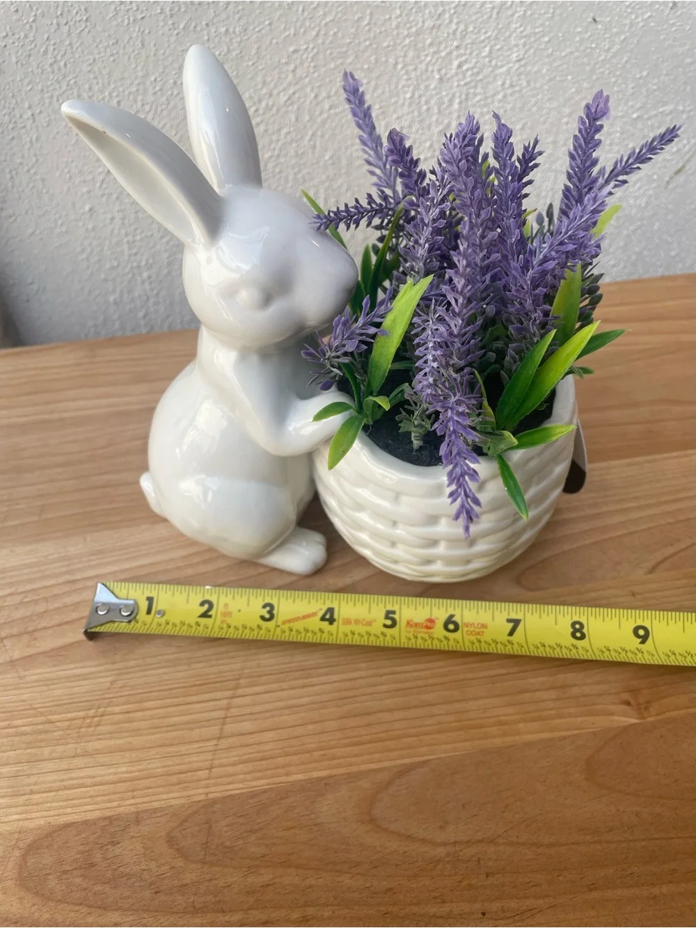 White Ceramic Bunny Lavender Planter - Decorative Home Accent